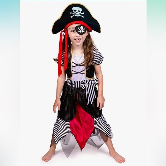 NWT Kids Pirate Costume - Black, Red, and White  size 4-6 - Picture 4 of 5